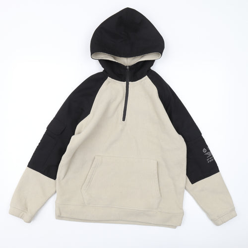 Zara Boys Beige & Black Pullover Hoodie, Size 11-12 Years