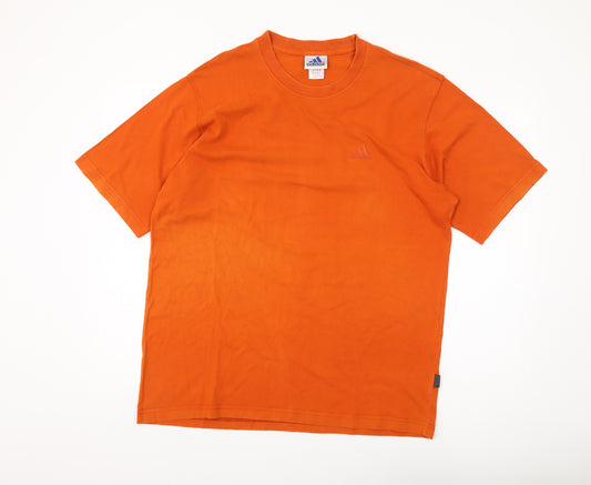 Adidas Men's Orange Cotton L T-Shirt Regular Fit