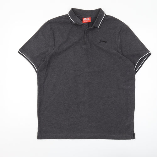 Slazenger Men's Black Polo Shirt L Solid Regular