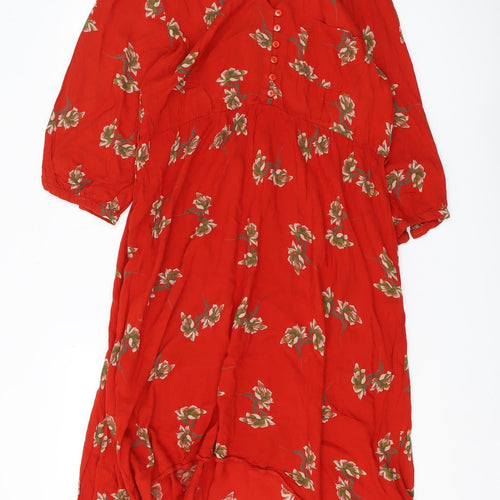 Miss Selfridge Women's Red Floral Midi Dress Size 12