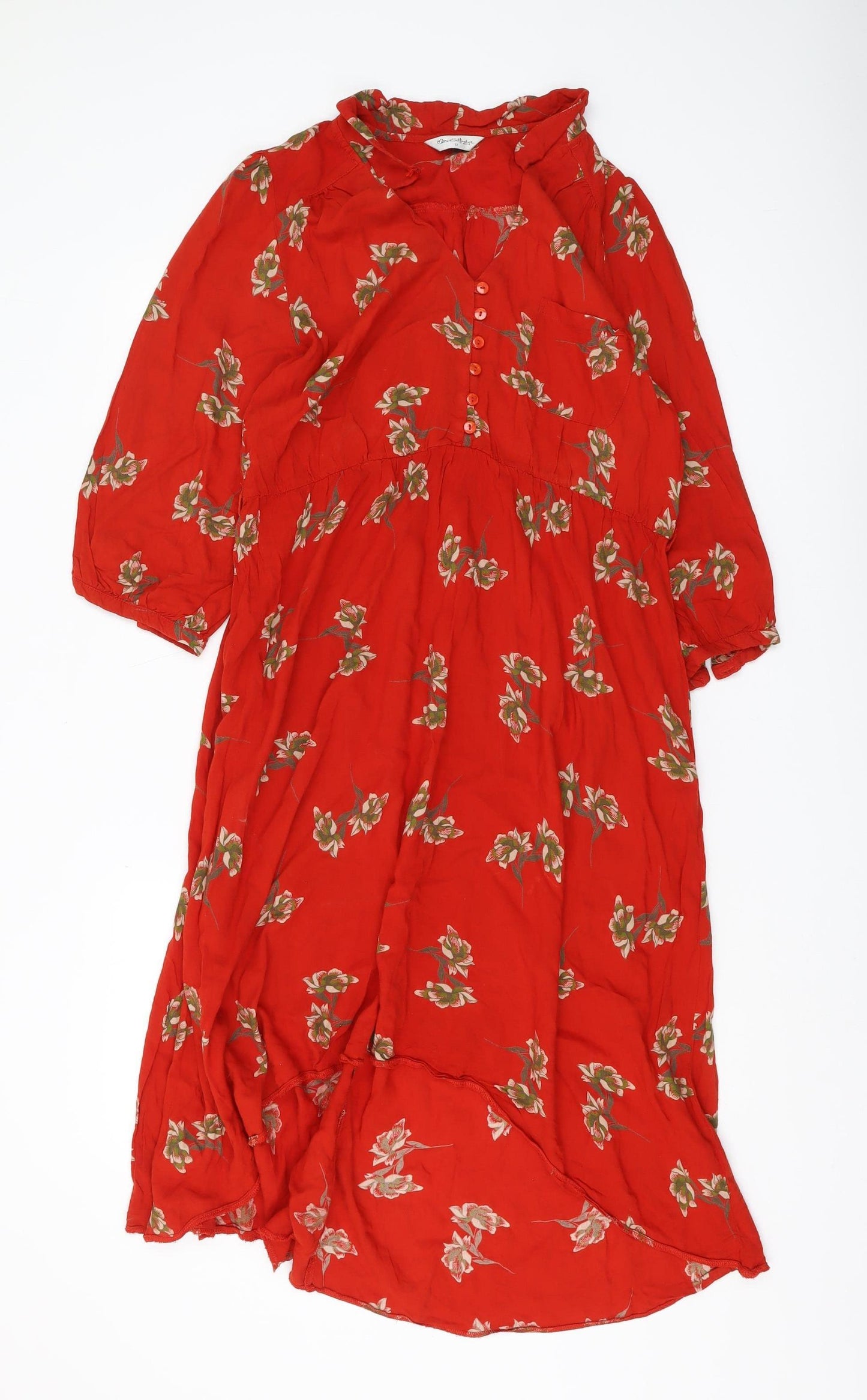 Miss Selfridge Women's Red Floral Midi Dress Size 12