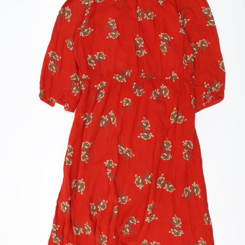 Miss Selfridge Women's Red Floral Midi Dress Size 12
