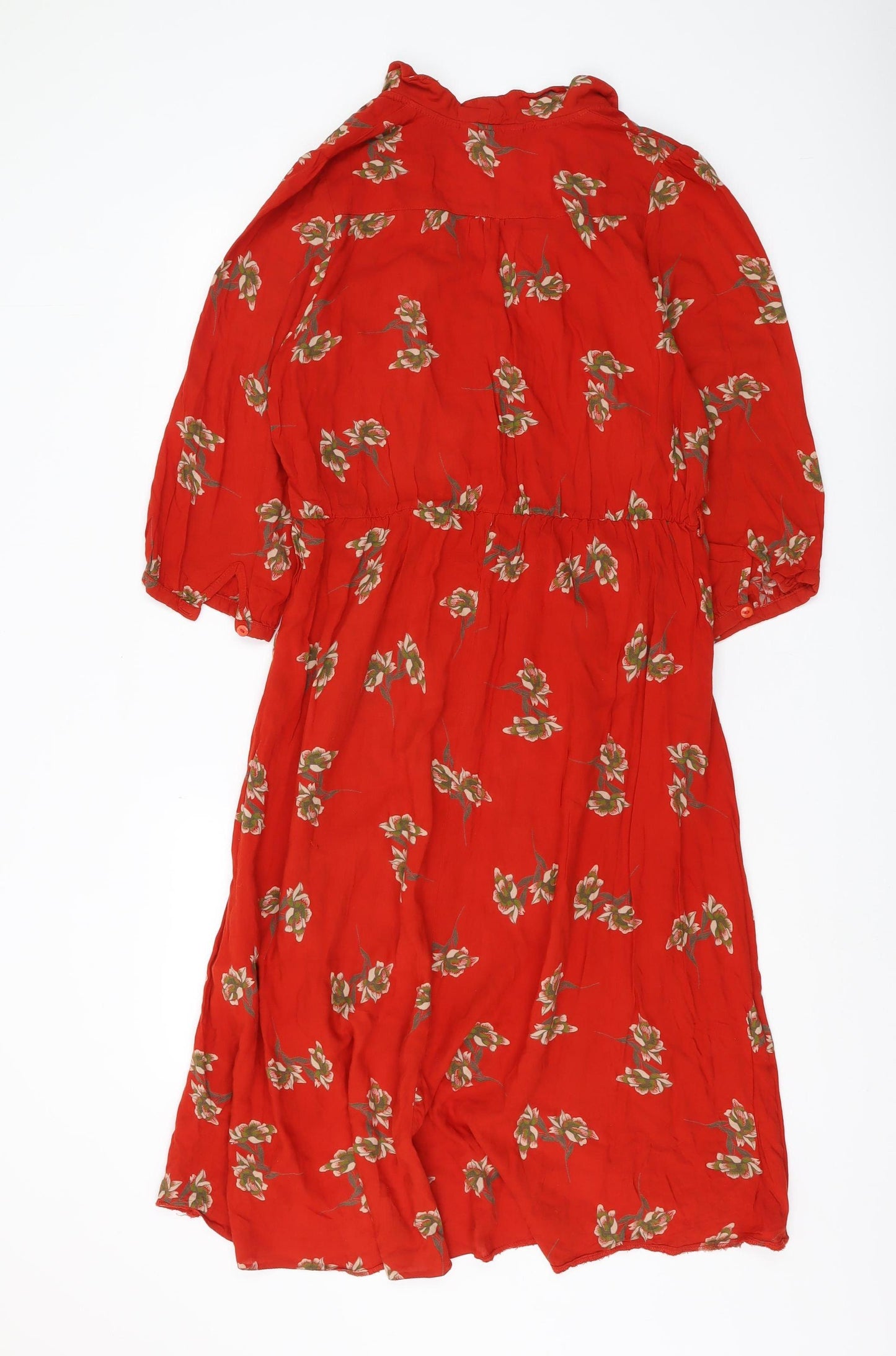 Miss Selfridge Women's Red Floral Midi Dress Size 12