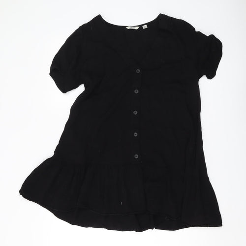 Jack Wills Women Black Blouse Size 12 V-Neck Casual