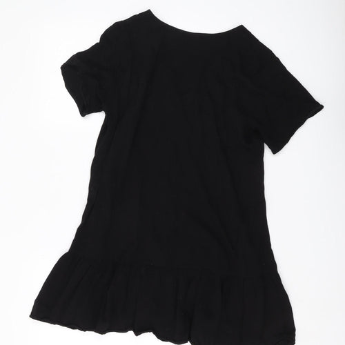Jack Wills Women Black Blouse Size 12 V-Neck Casual