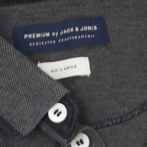 Jack & Jones Men's Grey 2XL Polo Shirt