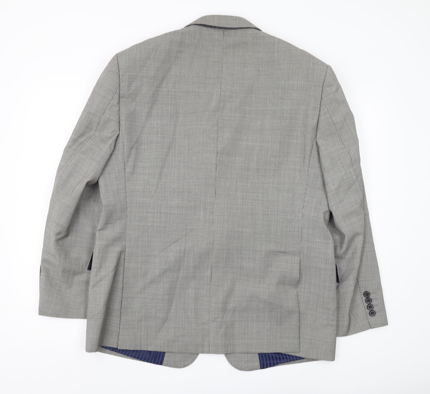 M&S Men's Grey Wool Blazer, 42 Short, Classic Check