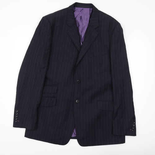 Linea Men's Black Pinstripe Suit Jacket 44L