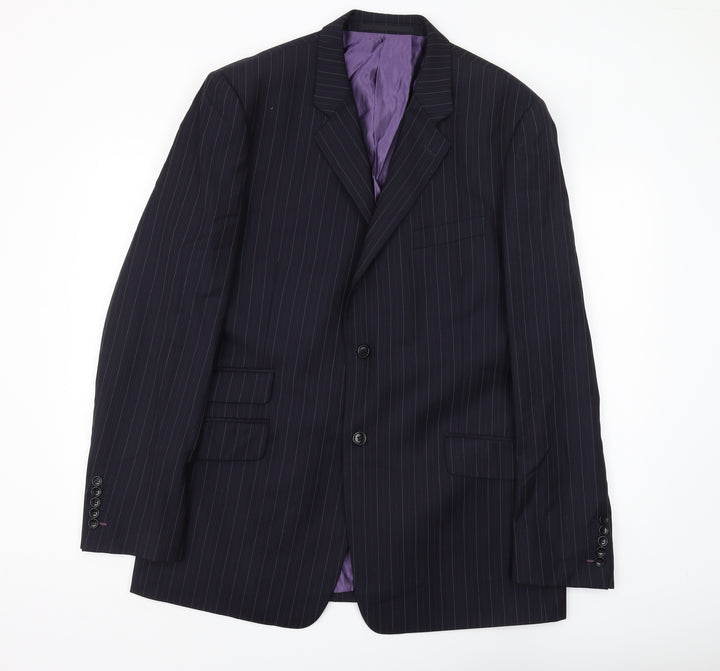 Linea Men's Black Pinstripe Suit Jacket 44L