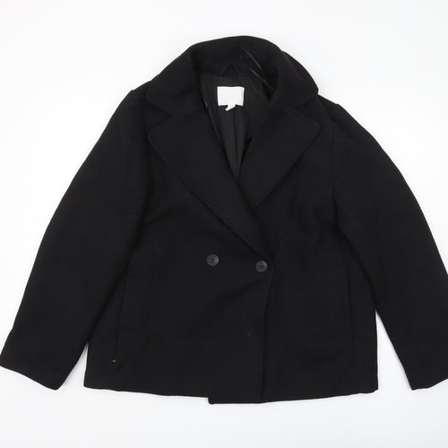 H&M Women's Black Pea Coat, Size 18, Classic Style