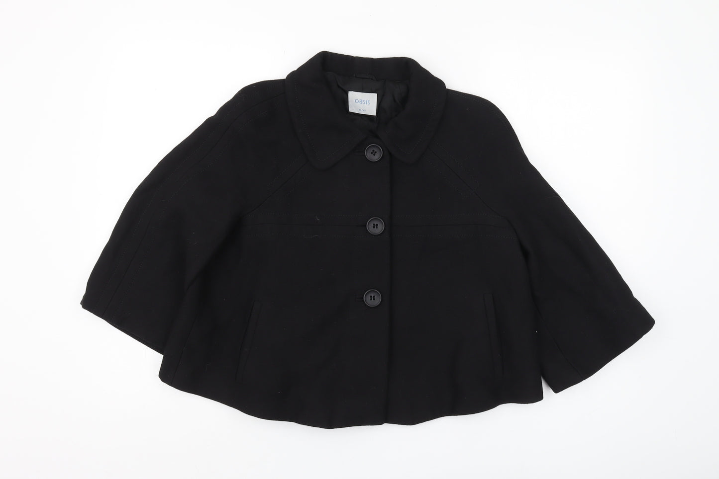 Oasis Women's Black Pea Coat Jacket, Size 14, Classic Style