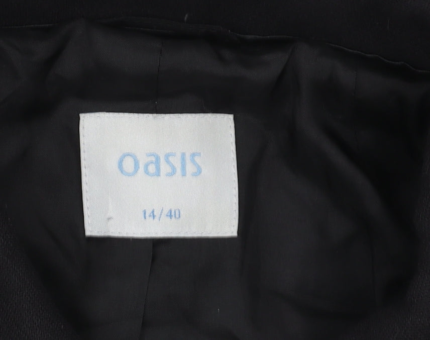 Oasis Women's Black Pea Coat Jacket, Size 14, Classic Style