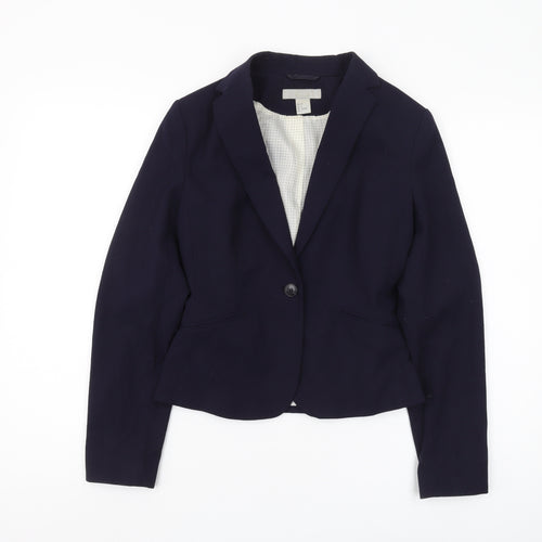 H&M Women's Blue Slim Single-Breasted Suit Jacket Size 6
