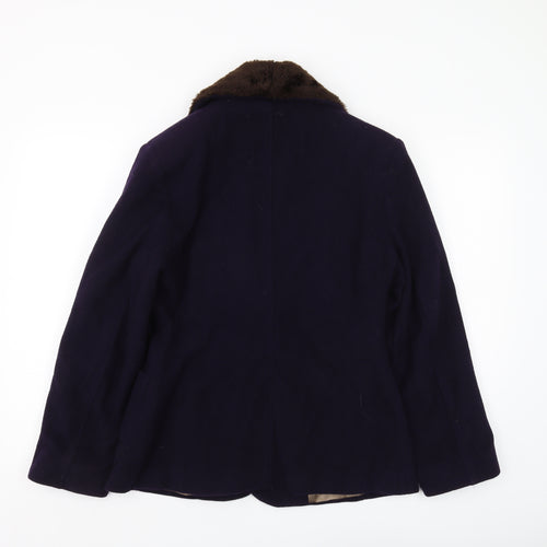 Next Women’s Blue Overcoat with Fur Trim, Size 10