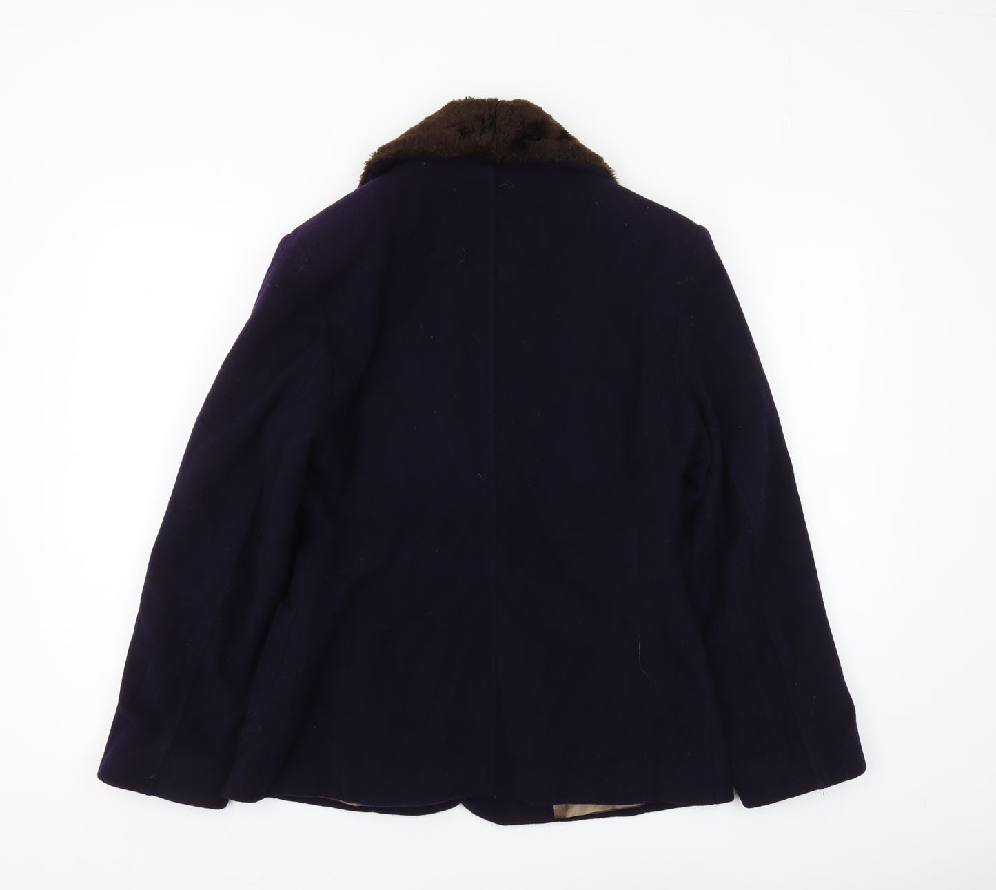 Next Women’s Blue Overcoat with Fur Trim, Size 10