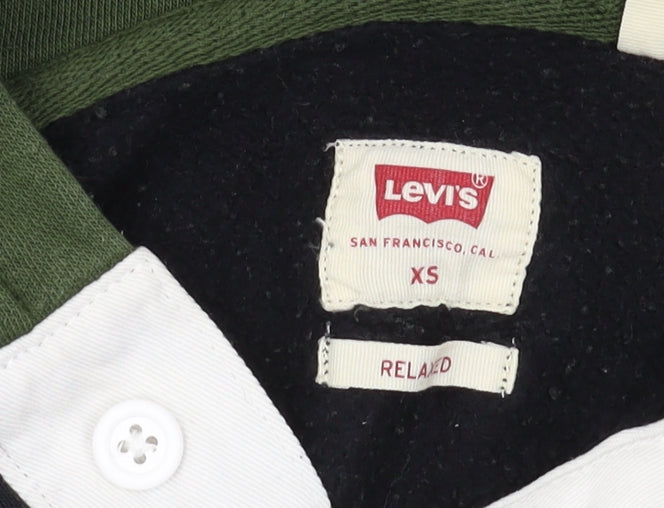 Levi's Men XS Green Black Pullover Striped Hoodie