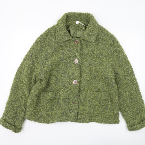 Avoca Women's Green Short Wool Jacket, Size 16