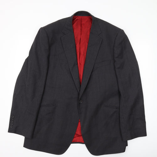Marks and Spencer Men's Grey Suit Jacket 46R Wool Single-Breasted