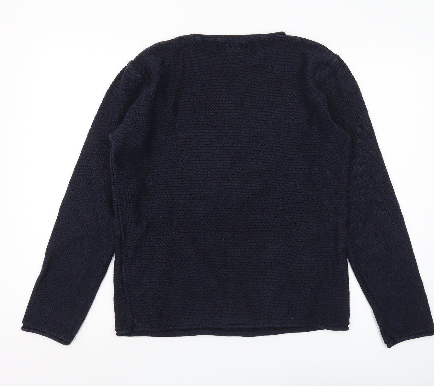 Solid Men's Blue Cotton Blend Pullover Jumper L