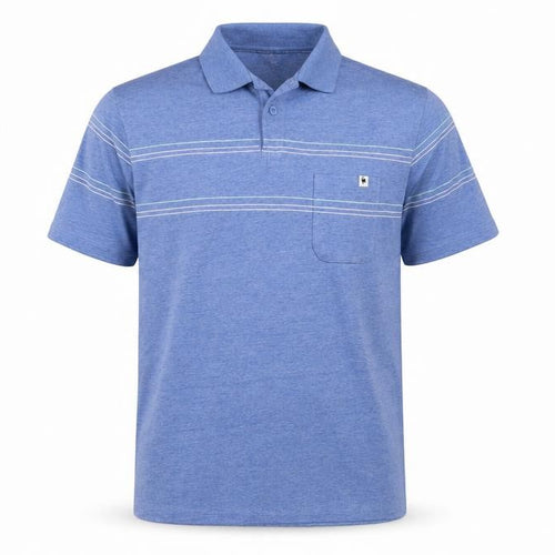 Le Coq Sportif Men's Blue Striped Polo Shirt Small