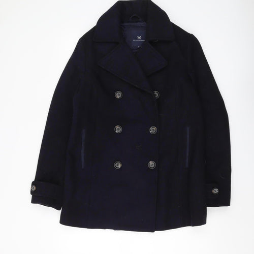 Crew Clothing Women's Navy Wool Pea Coat - Size 14, Winter Ready