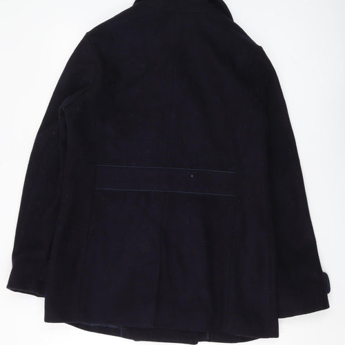Crew Clothing Women's Navy Wool Pea Coat - Size 14, Winter Ready