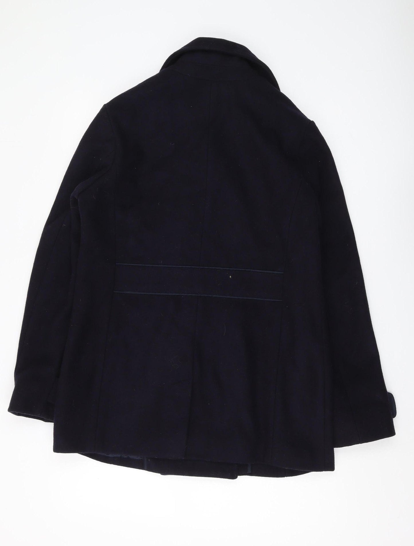 Crew Clothing Women's Navy Wool Pea Coat - Size 14, Winter Ready