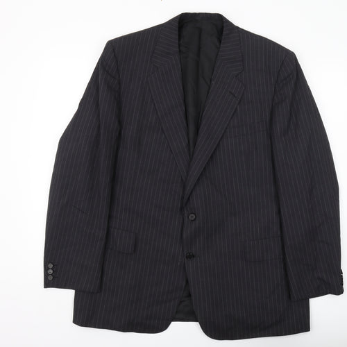 Aquascutum Men's Black Striped Blazer, Size 46, Regular Fit