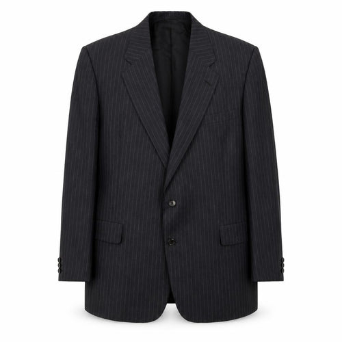 Aquascutum Men's Black Striped Blazer, Size 46, Regular Fit