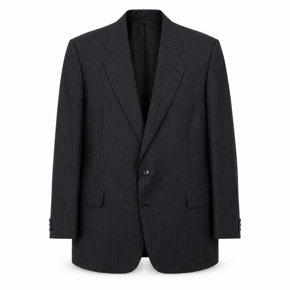Aquascutum Men's Black Striped Blazer, Size 46, Regular Fit