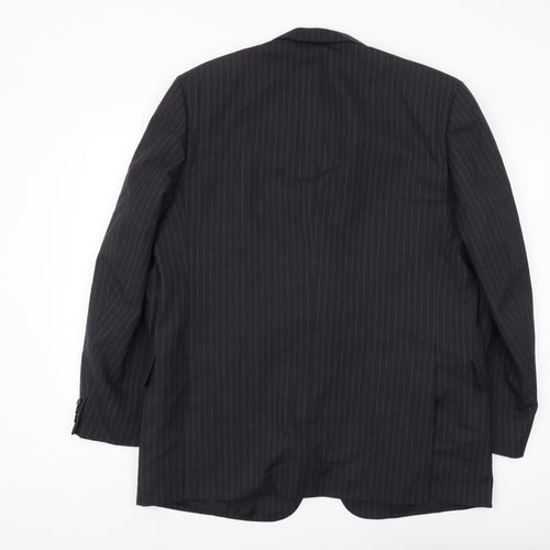 Aquascutum Men's Black Striped Blazer, Size 46, Regular Fit