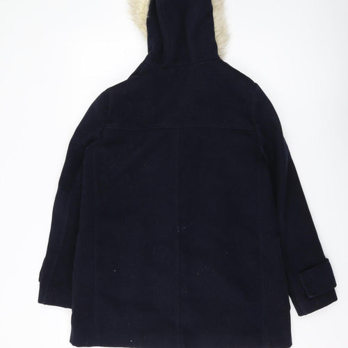 Topshop Women's Black Wool Parka Coat Size 8