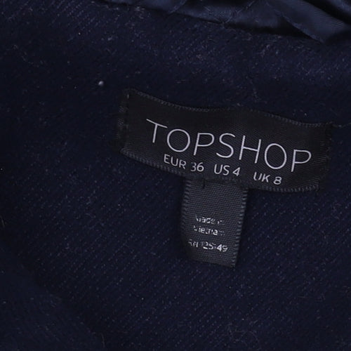 Topshop Women's Black Wool Parka Coat Size 8