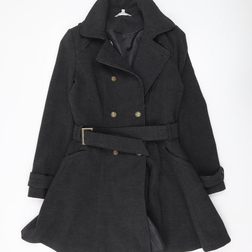 Red Herring Women's Black Long Trench Coat, Size L