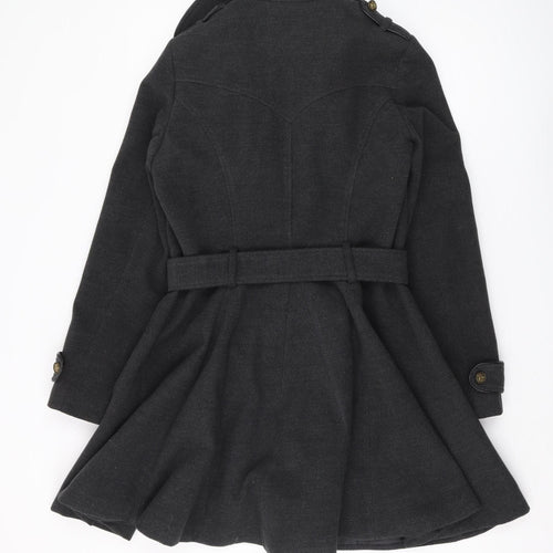 Red Herring Women's Black Long Trench Coat, Size L