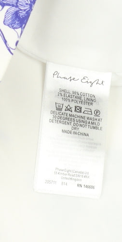 Phase Eight Women's White Floral Shift Dress, Size 12