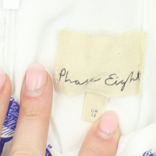 Phase Eight Women's White Floral Shift Dress, Size 12