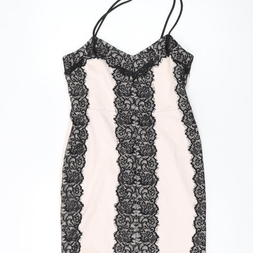 New Look Women's Ivory Lace Bodycon Dress V-Neck