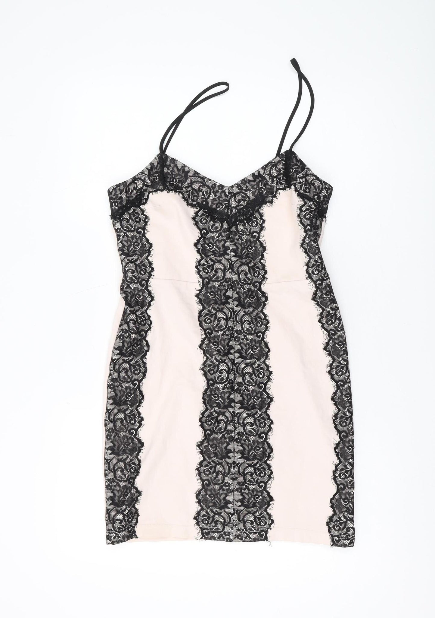 New Look Women's Ivory Lace Bodycon Dress V-Neck