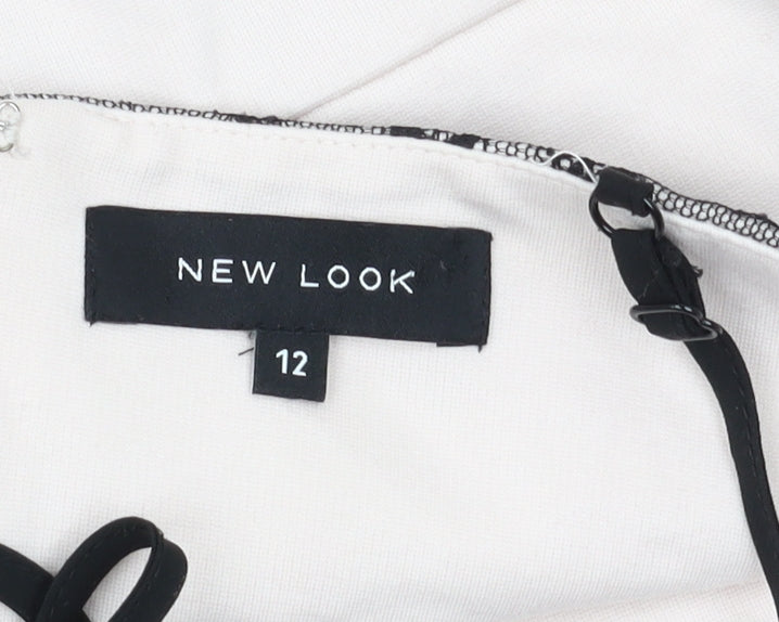 New Look Women's Ivory Lace Bodycon Dress V-Neck