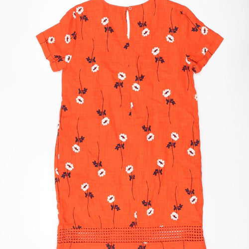 Next Women's Orange Petite Floral Shift Dress Size 10