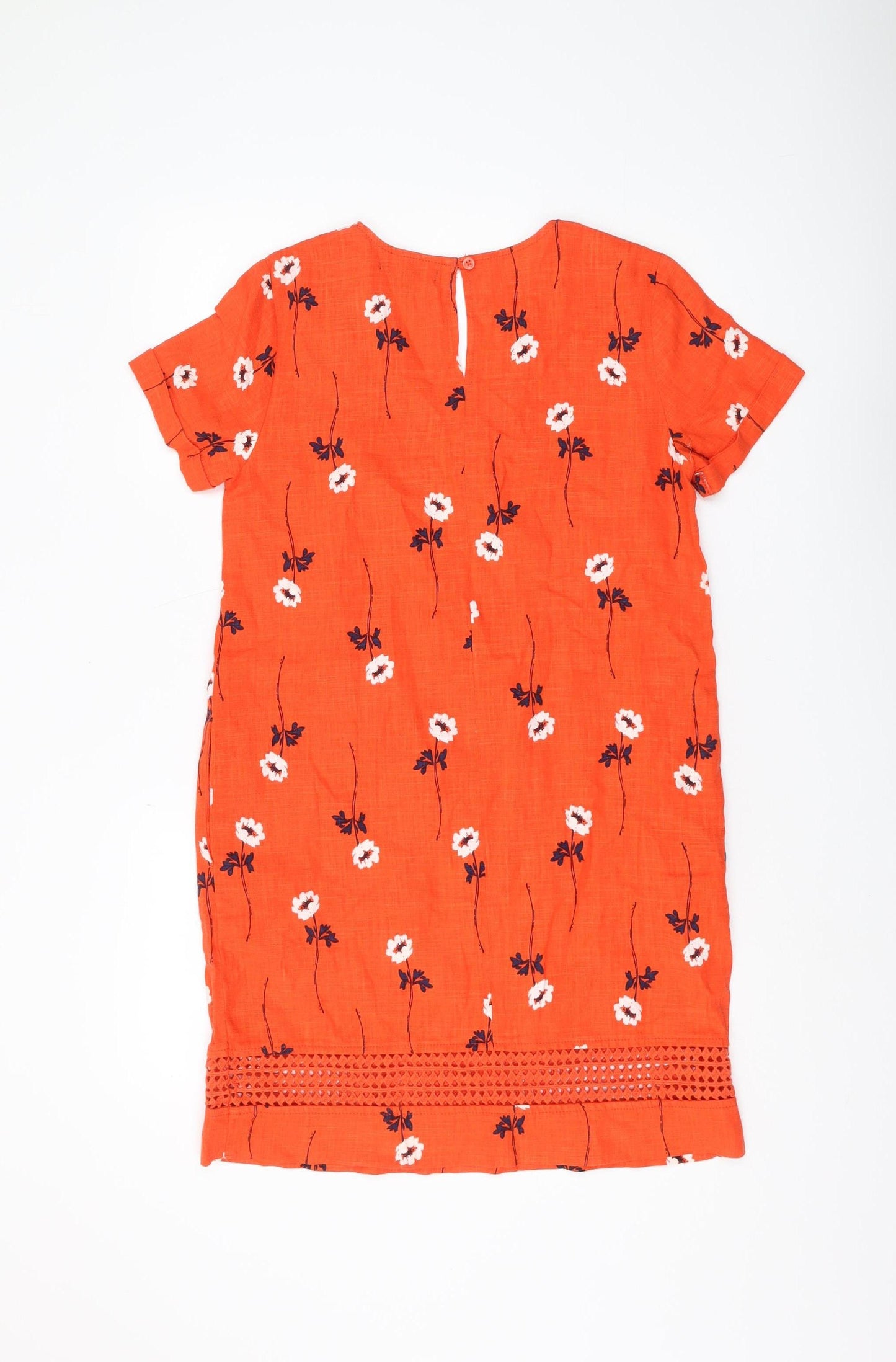 Next Women's Orange Petite Floral Shift Dress Size 10