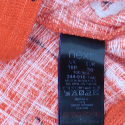 Next Women's Orange Petite Floral Shift Dress Size 10