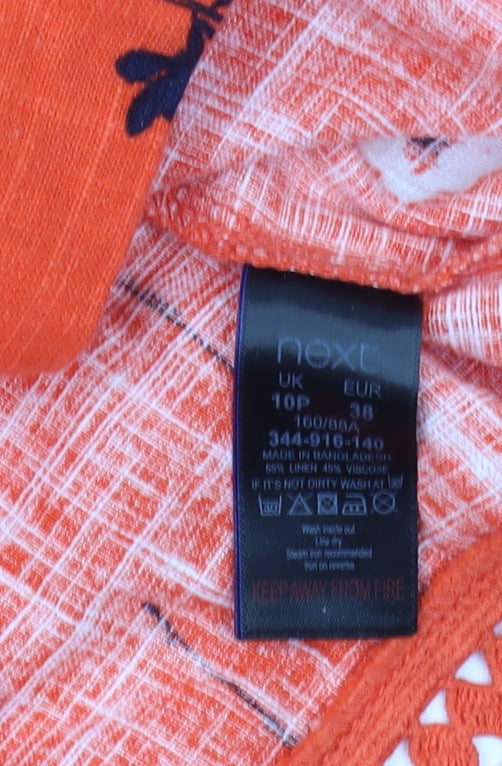 Next Women's Orange Petite Floral Shift Dress Size 10