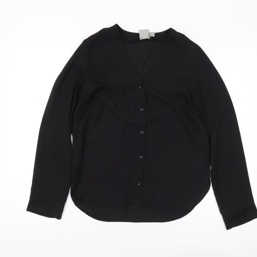 ASOS Women's Black V-Neck Blouse Size 6 Long Sleeve