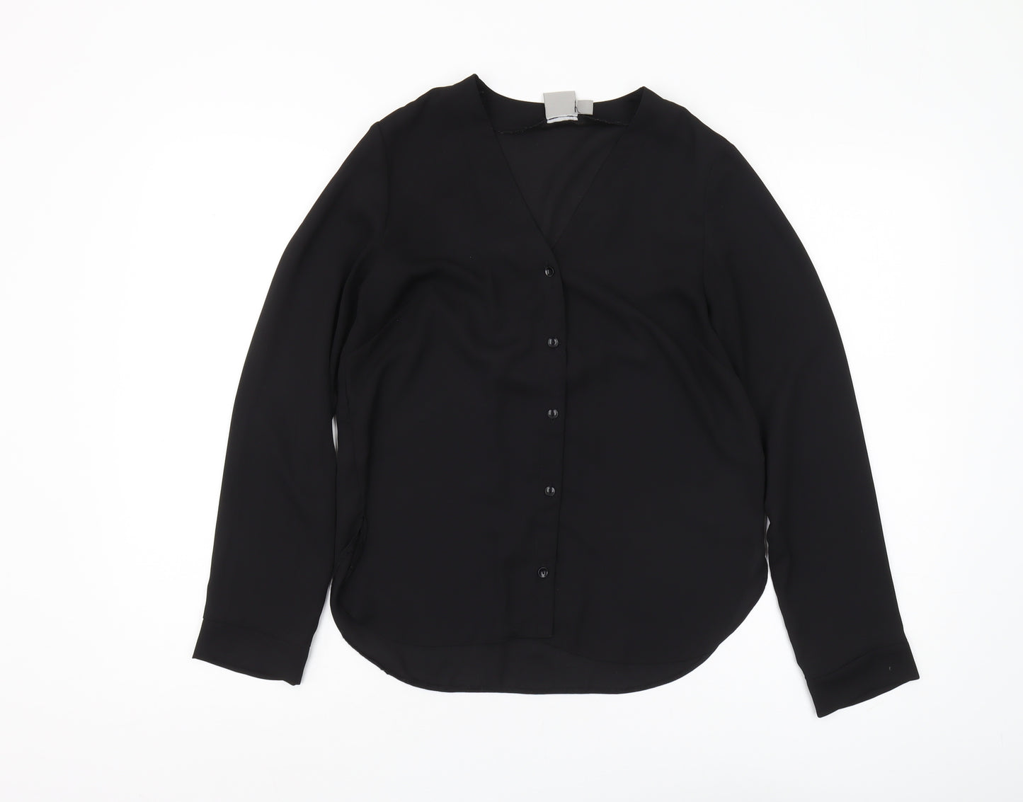 ASOS Women's Black V-Neck Blouse Size 6 Long Sleeve