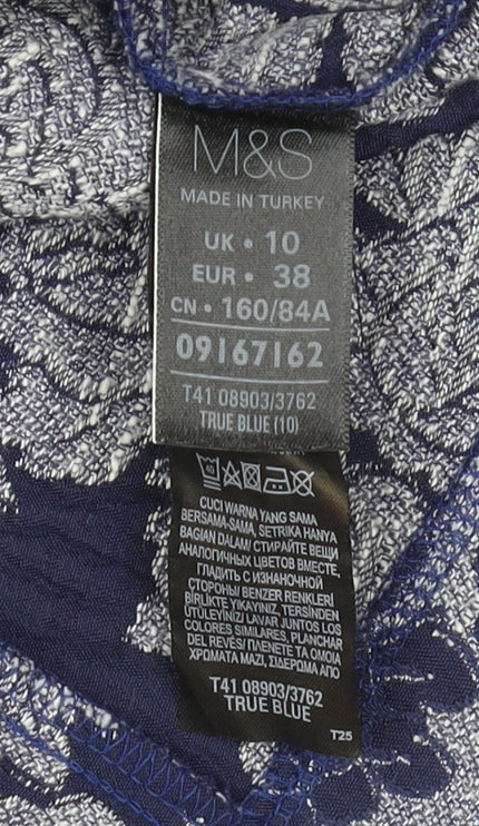 Marks and Spencer Women's Blue Floral Tunic Blouse Size 10