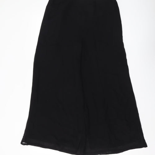 Kaliko Women's Black Cropped Trousers, Size 10, Wide-Leg
