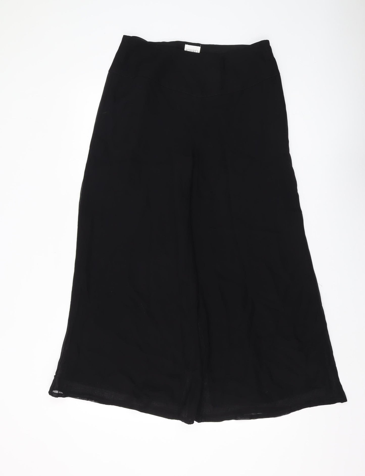 Kaliko Women's Black Cropped Trousers, Size 10, Wide-Leg