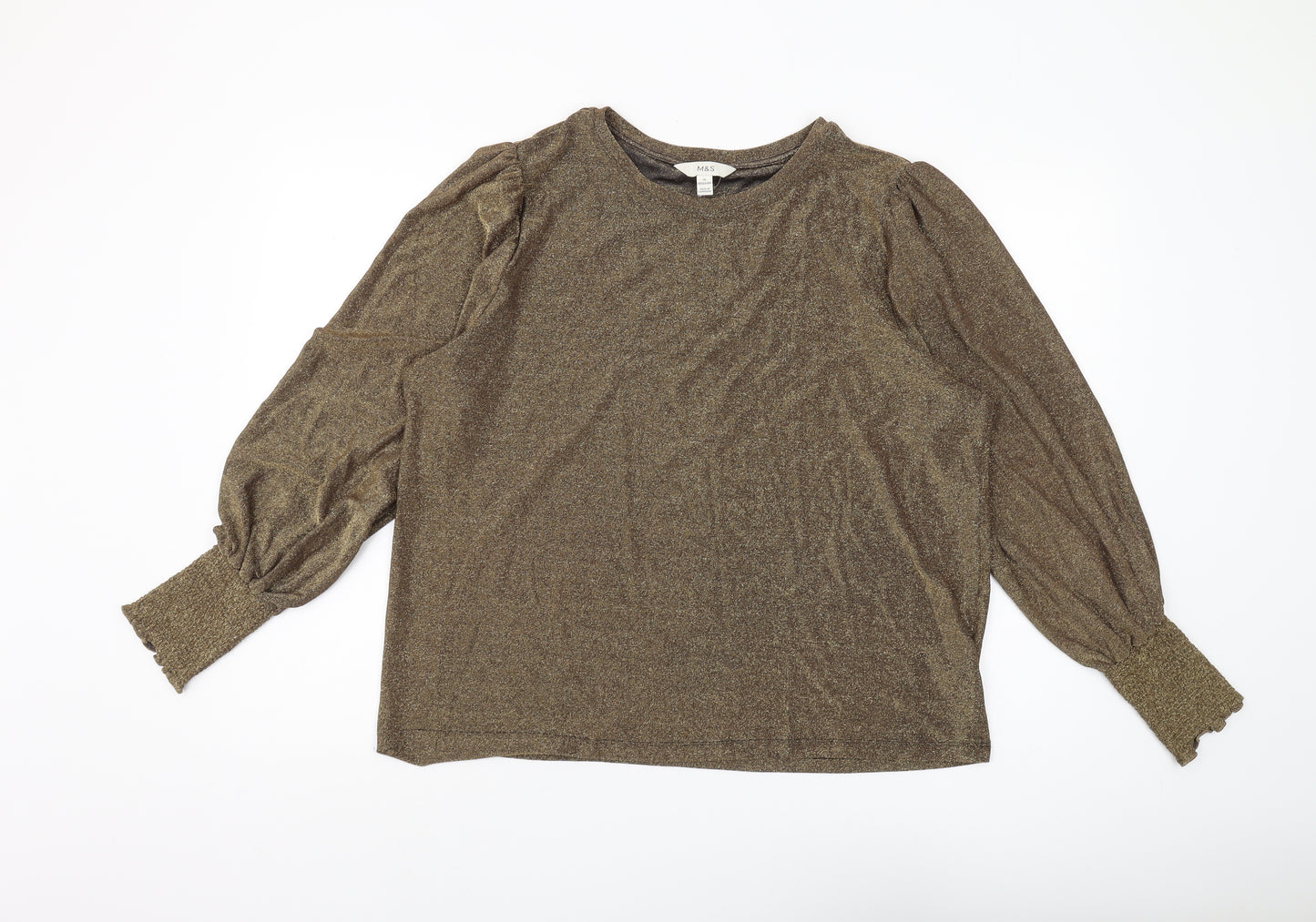 Marks and Spencer Women's Gold Puff Sleeve Blouse Size 16